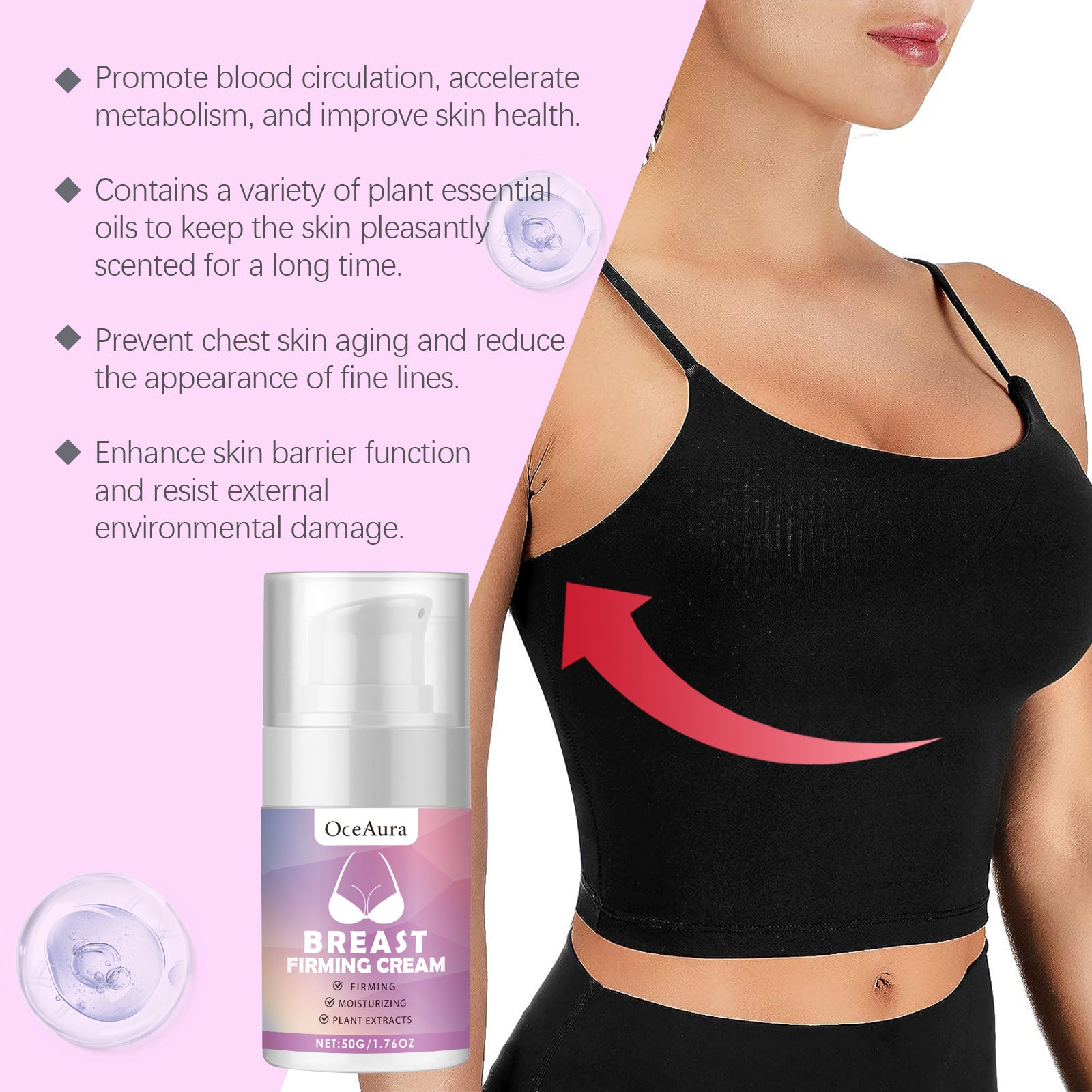 Oceaura Breast Firming Care Cream, Breast Firming And Firming Breast Skin Massage Nourishing And Lifting Cream - Inner Bloom